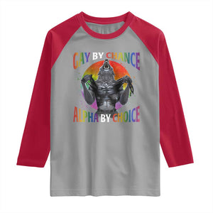 Funny Gay By Chance Alpha By Choice Raglan Shirt Wolf Alpha LGBTQ TS11 Sport Gray Red Print Your Wear