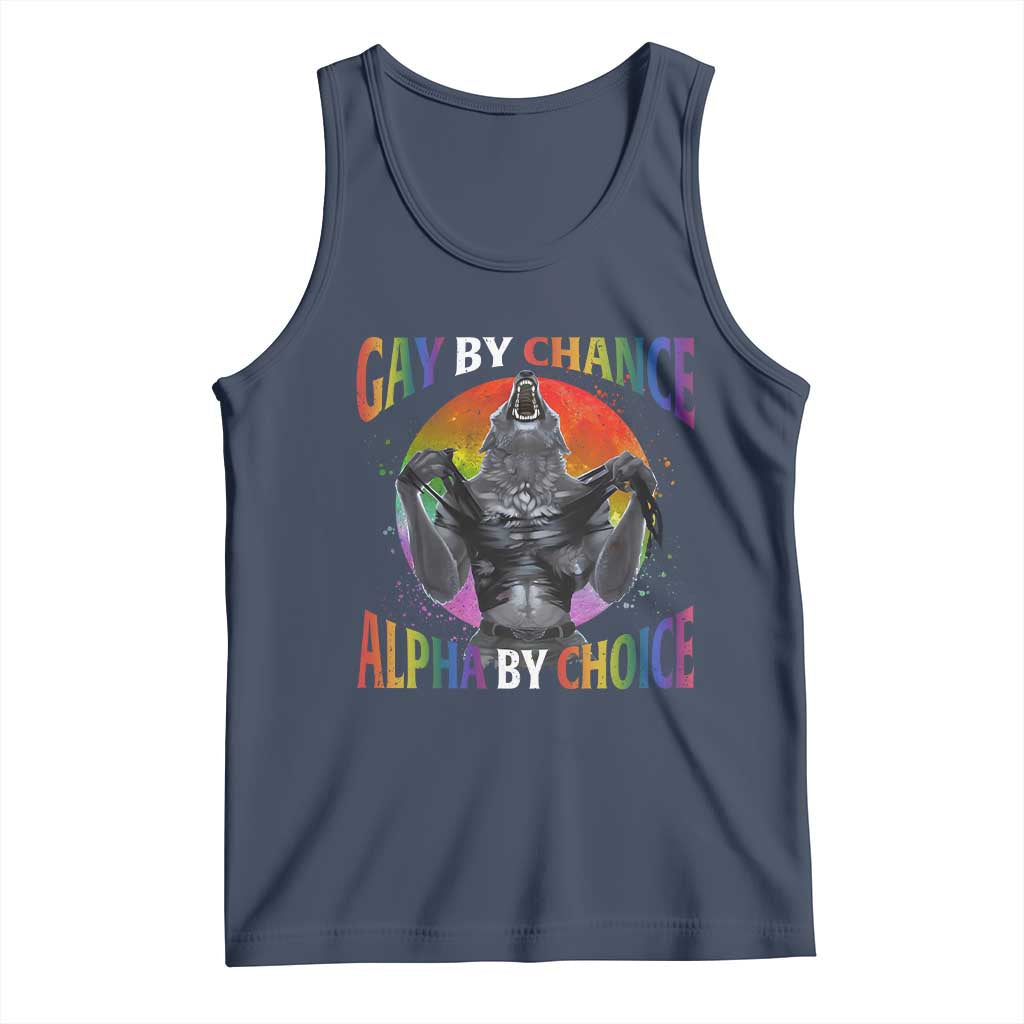 Funny Gay By Chance Alpha By Choice Tank Top Wolf Alpha LGBTQ TS11 Navy Print Your Wear
