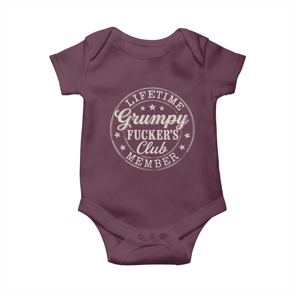 Grumpy Fucker's Club Lifetime Member Baby Onesie TS11 Maroon Print Your Wear