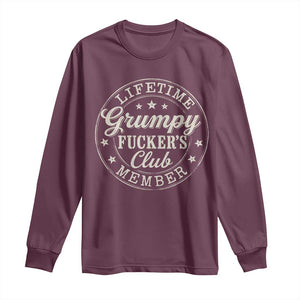 Grumpy Fucker's Club Lifetime Member Long Sleeve Shirt TS11 Maroon Print Your Wear