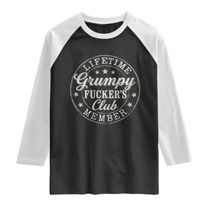 Grumpy Fucker's Club Lifetime Member Raglan Shirt TS11 Black White Print Your Wear