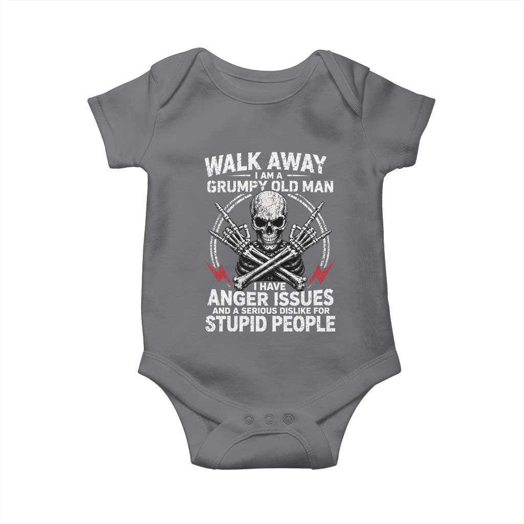 Walk Away I Am A Grumpy Old Man I Have Anger Issues Baby Onesie Funny Senior Citizen TS11 Charcoal Print Your Wear