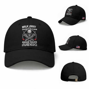 Walk Away I Am A Grumpy Old Man I Have Anger Issues Baseball Cap Funny Senior Citizen TS11 Baseball Cap Universal Fit Black Print Your Wear