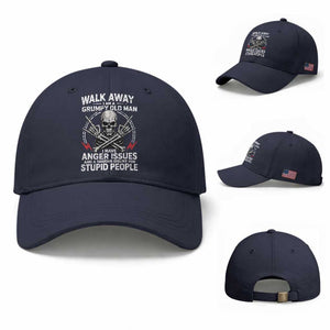 Walk Away I Am A Grumpy Old Man I Have Anger Issues Baseball Cap Funny Senior Citizen TS11 Baseball Cap Universal Fit Navy Print Your Wear