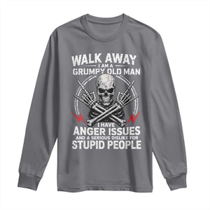 Walk Away I Am A Grumpy Old Man I Have Anger Issues Long Sleeve Shirt Funny Senior Citizen TS11 Charcoal Print Your Wear