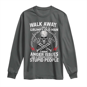 Walk Away I Am A Grumpy Old Man I Have Anger Issues Long Sleeve Shirt Funny Senior Citizen TS11 Dark Heather Print Your Wear