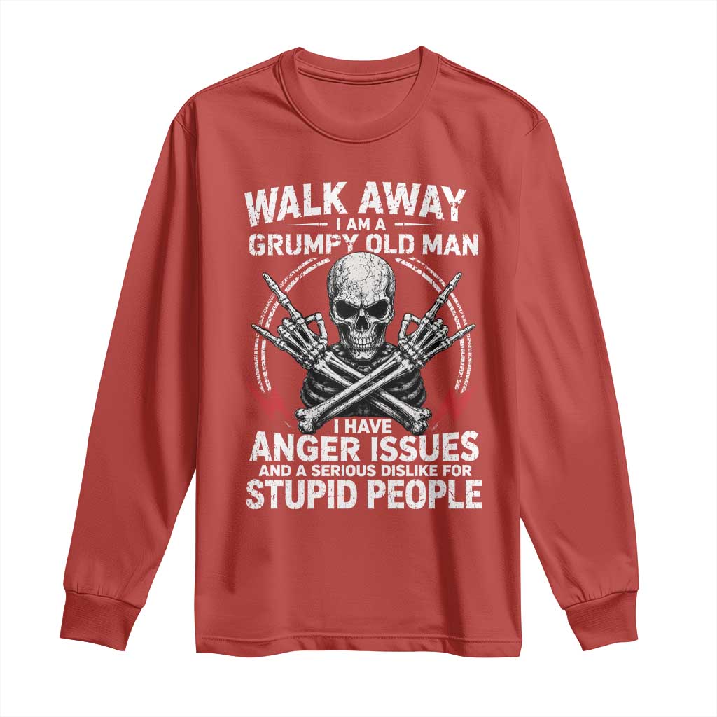 Walk Away I Am A Grumpy Old Man I Have Anger Issues Long Sleeve Shirt Funny Senior Citizen TS11 Red Print Your Wear