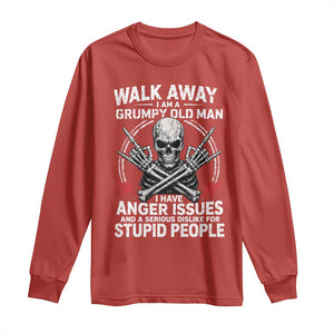Walk Away I Am A Grumpy Old Man I Have Anger Issues Long Sleeve Shirt Funny Senior Citizen TS11 Red Print Your Wear