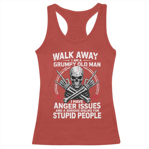 Walk Away I Am A Grumpy Old Man I Have Anger Issues Racerback Tank Top Funny Senior Citizen TS11 Red Print Your Wear