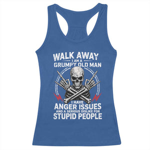 Walk Away I Am A Grumpy Old Man I Have Anger Issues Racerback Tank Top Funny Senior Citizen TS11 Royal Blue Print Your Wear