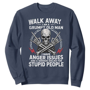 Walk Away I Am A Grumpy Old Man I Have Anger Issues Sweatshirt Funny Senior Citizen TS11 Navy Print Your Wear
