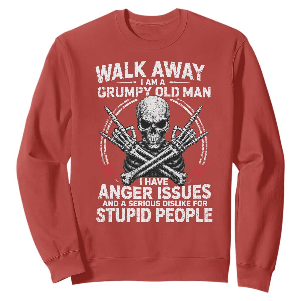 Walk Away I Am A Grumpy Old Man I Have Anger Issues Sweatshirt Funny Senior Citizen TS11 Red Print Your Wear