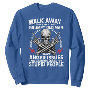 Walk Away I Am A Grumpy Old Man I Have Anger Issues Sweatshirt Funny Senior Citizen TS11 Royal Blue Print Your Wear
