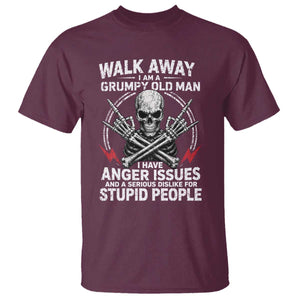 Walk Away I Am A Grumpy Old Man I Have Anger Issues T Shirt Funny Senior Citizen TS11 Maroon Print Your Wear