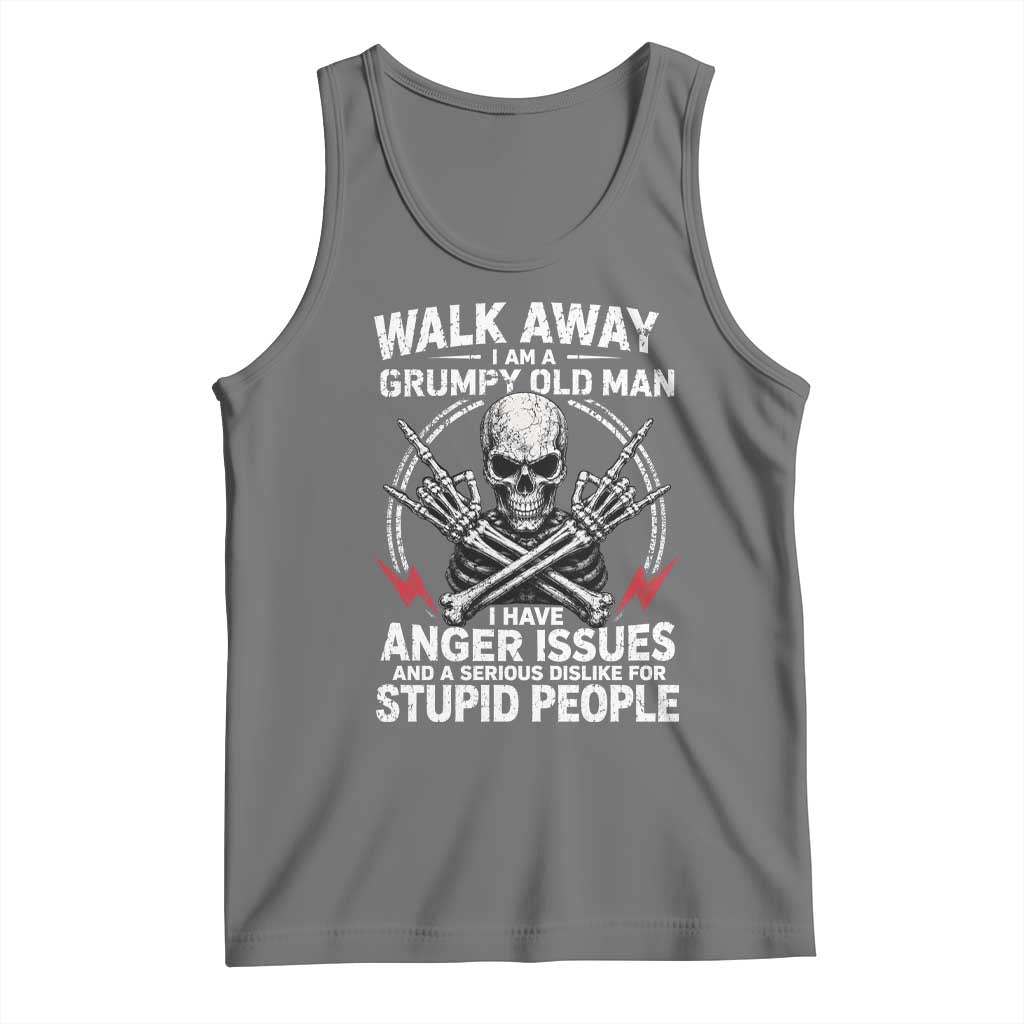 Walk Away I Am A Grumpy Old Man I Have Anger Issues Tank Top Funny Senior Citizen TS11 Black Heather Print Your Wear