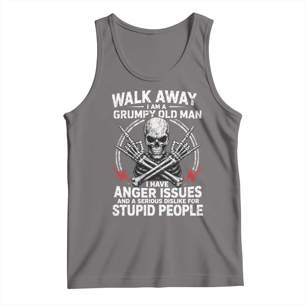 Walk Away I Am A Grumpy Old Man I Have Anger Issues Tank Top Funny Senior Citizen TS11 Deep Heather Print Your Wear