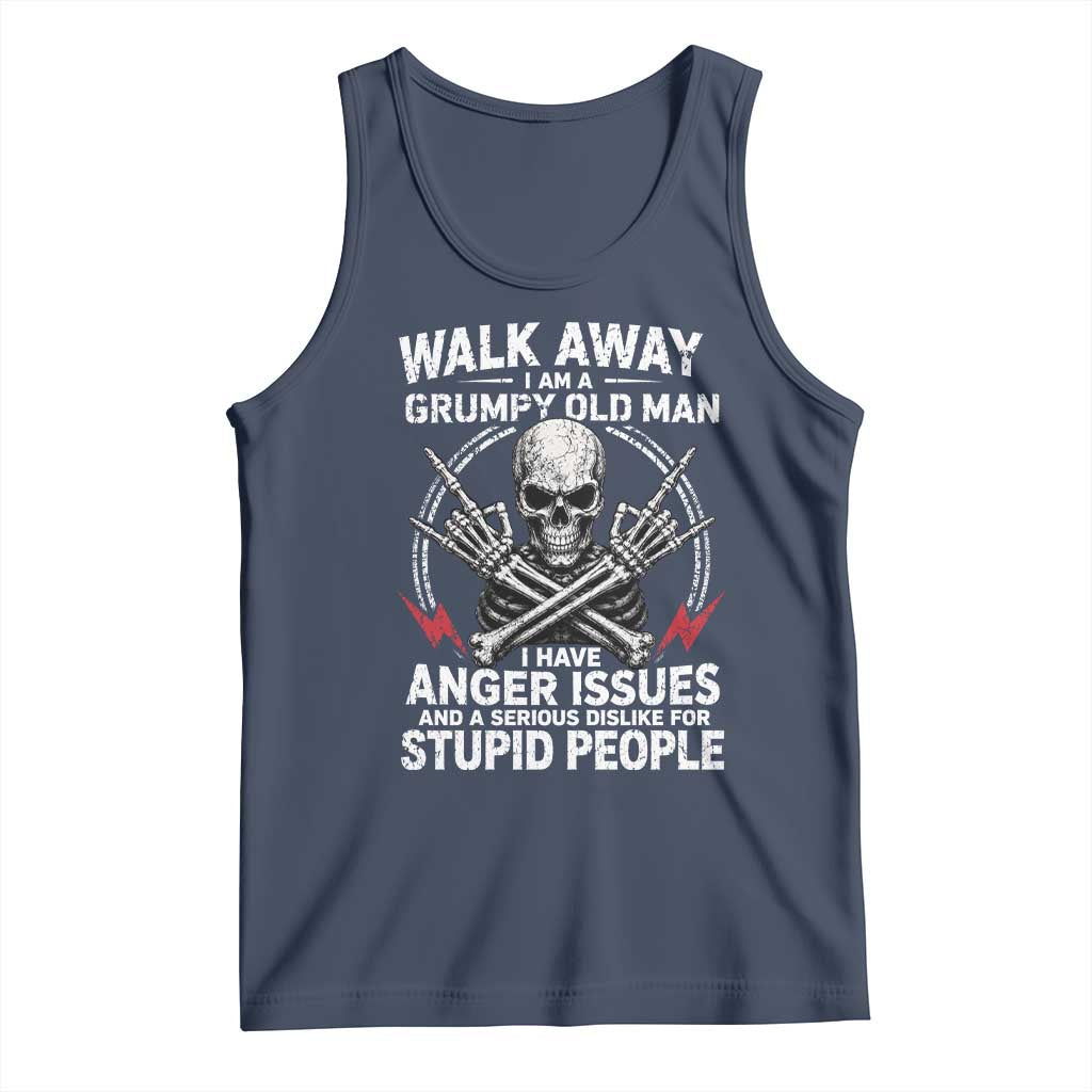 Walk Away I Am A Grumpy Old Man I Have Anger Issues Tank Top Funny Senior Citizen TS11 Navy Print Your Wear