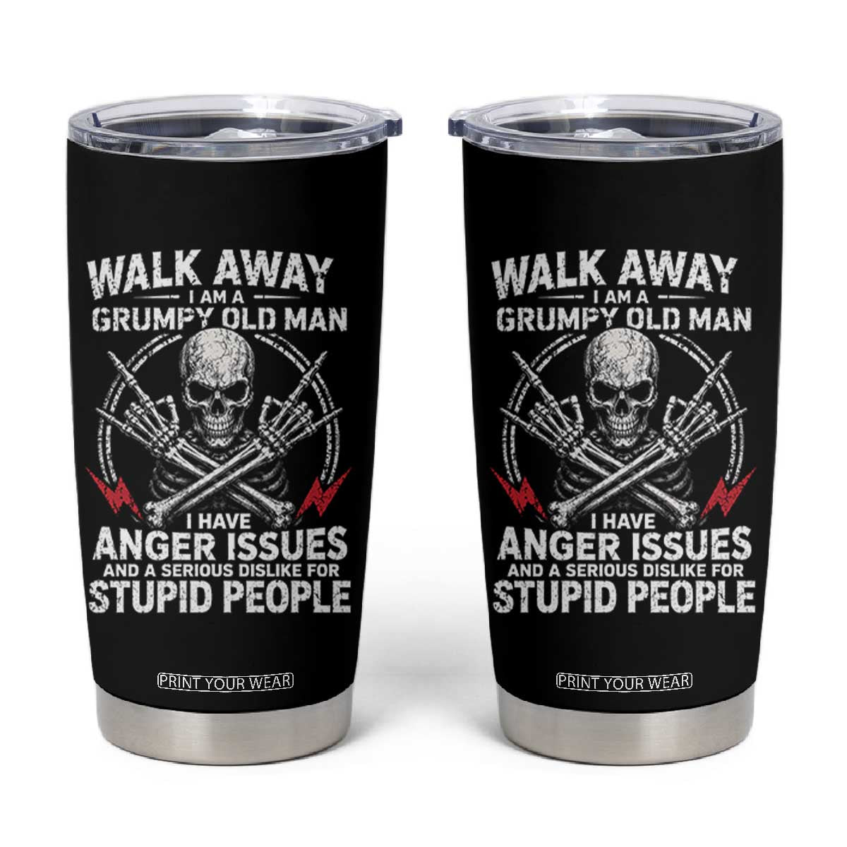 Walk Away I Am A Grumpy Old Man I Have Anger Issues Tumbler Cup Funny Senior Citizen TS11 Black Print Your Wear
