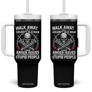 Walk Away I Am A Grumpy Old Man I Have Anger Issues Tumbler With Handle Funny Senior Citizen TS11 One Size: 40 oz Black Print Your Wear