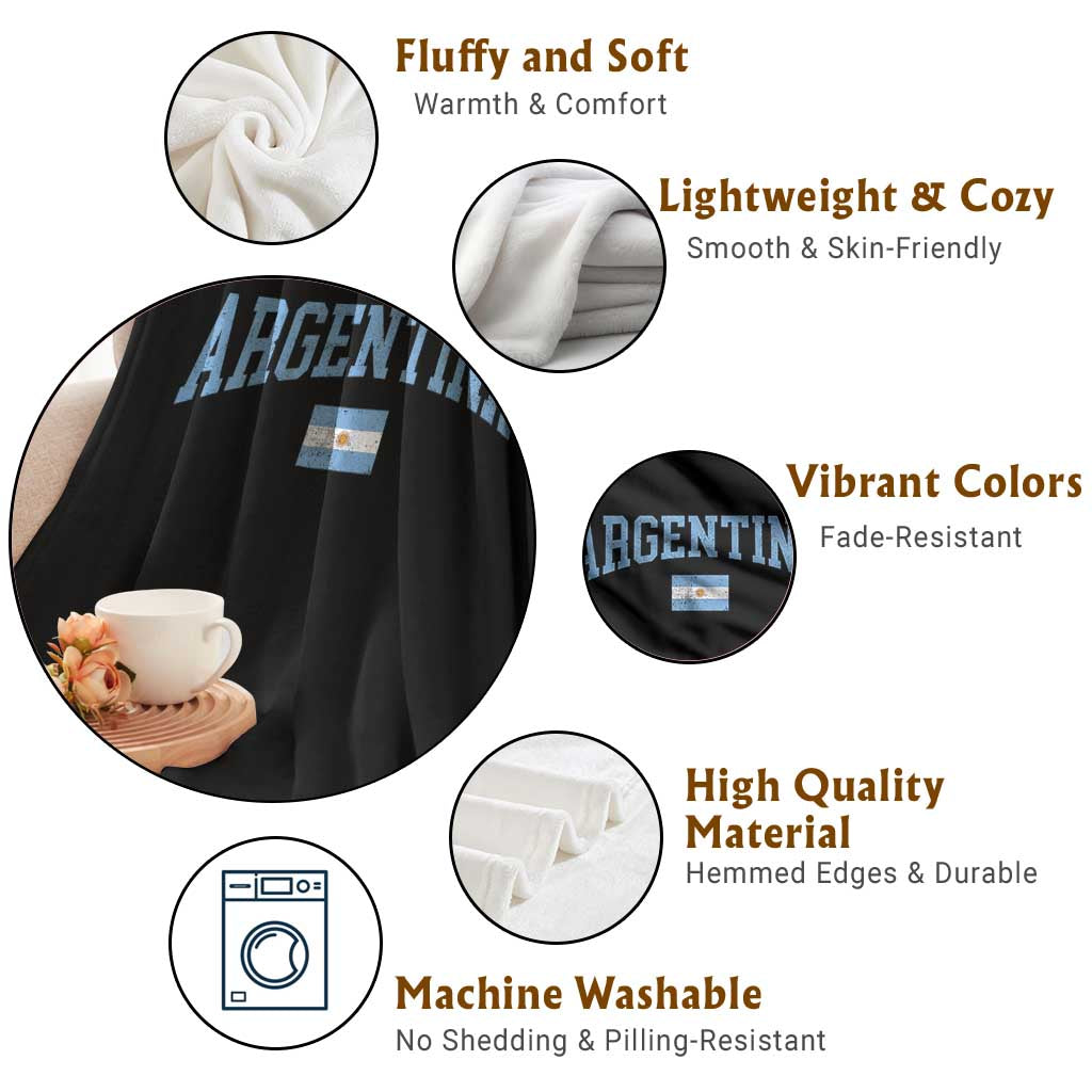 Argentina Sports Throwback Design Vintage Argentinian Flag Throw Blanket TS11 Print Your Wear