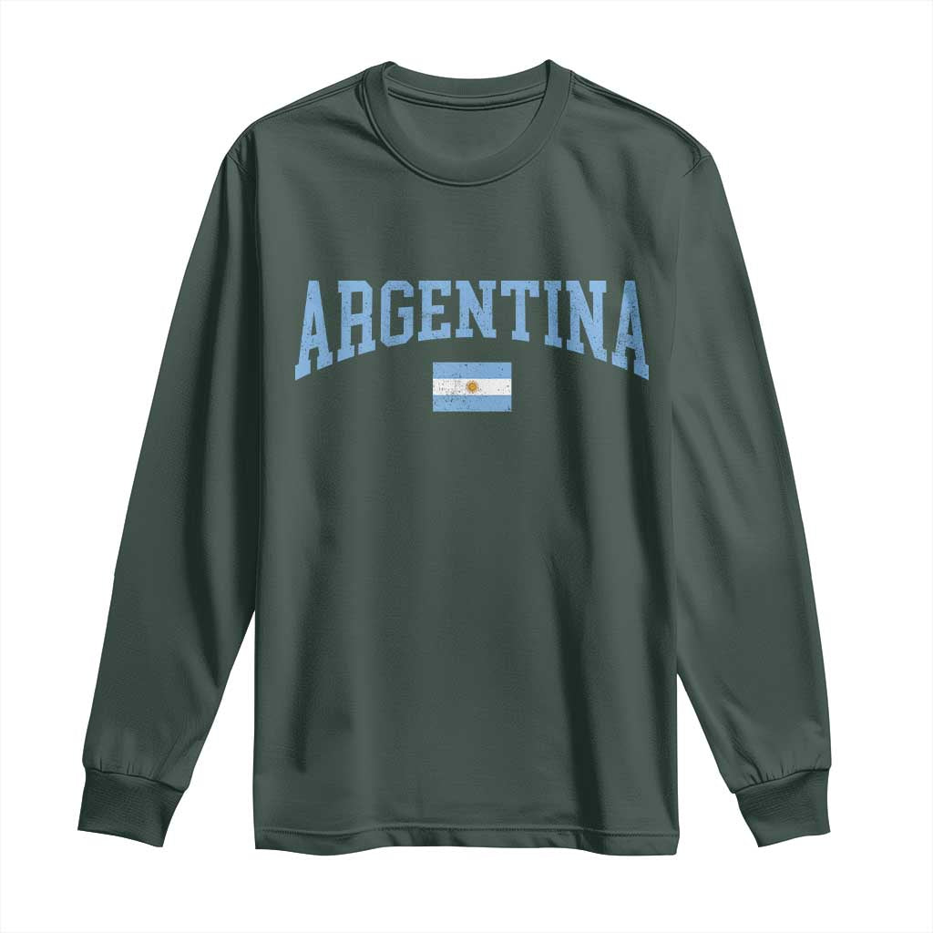 Argentina Sports Throwback Design Vintage Argentinian Flag Long Sleeve Shirt TS11 Dark Forest Green Print Your Wear