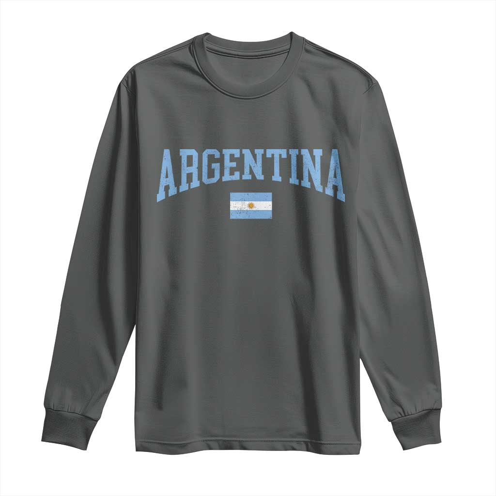 Argentina Sports Throwback Design Vintage Argentinian Flag Long Sleeve Shirt TS11 Dark Heather Print Your Wear