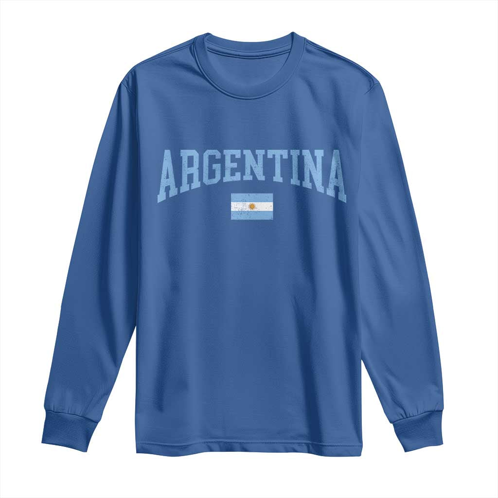 Argentina Sports Throwback Design Vintage Argentinian Flag Long Sleeve Shirt TS11 Royal Blue Print Your Wear