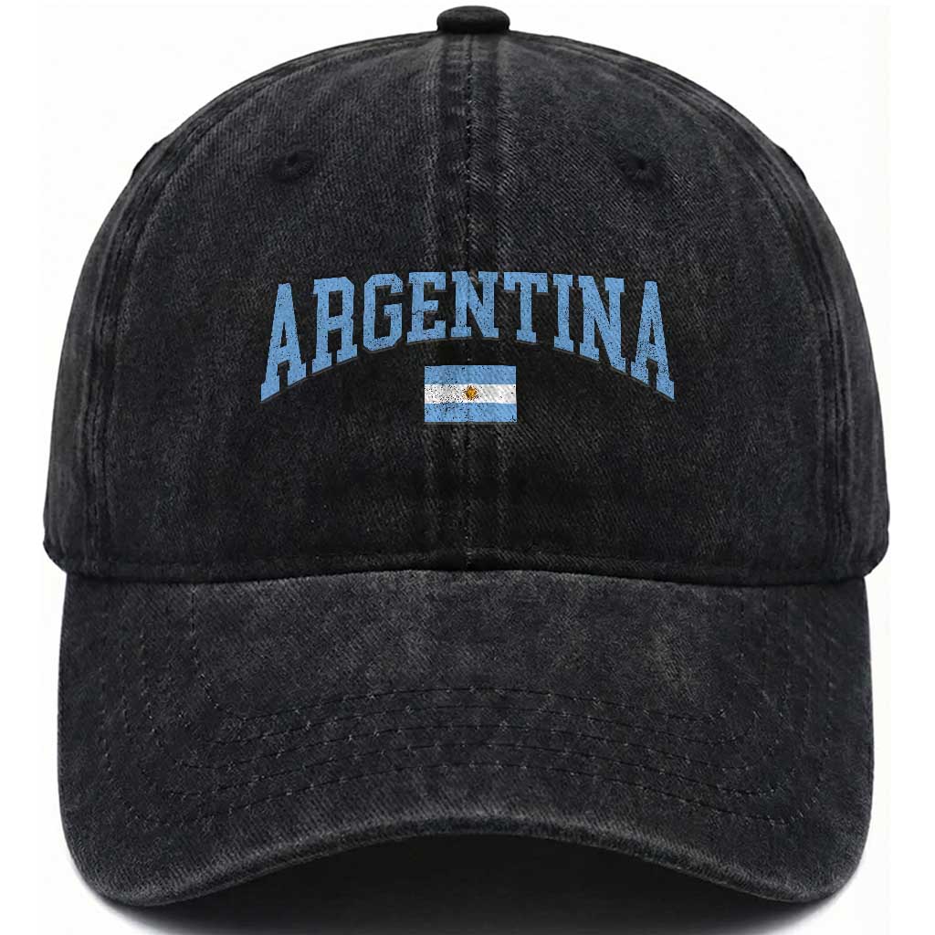 Argentina Sports Throwback Design Vintage Argentinian Flag Washed Cotton Baseball Cap TS11 Print Your Wear