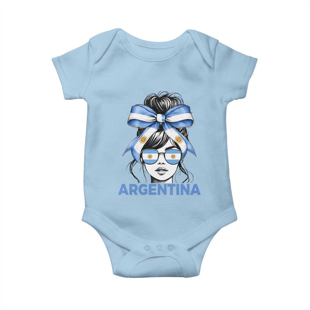 Messy Bun Argentina Pride Argentinian Girl Baby Onesie TS11 Light Blue Print Your Wear