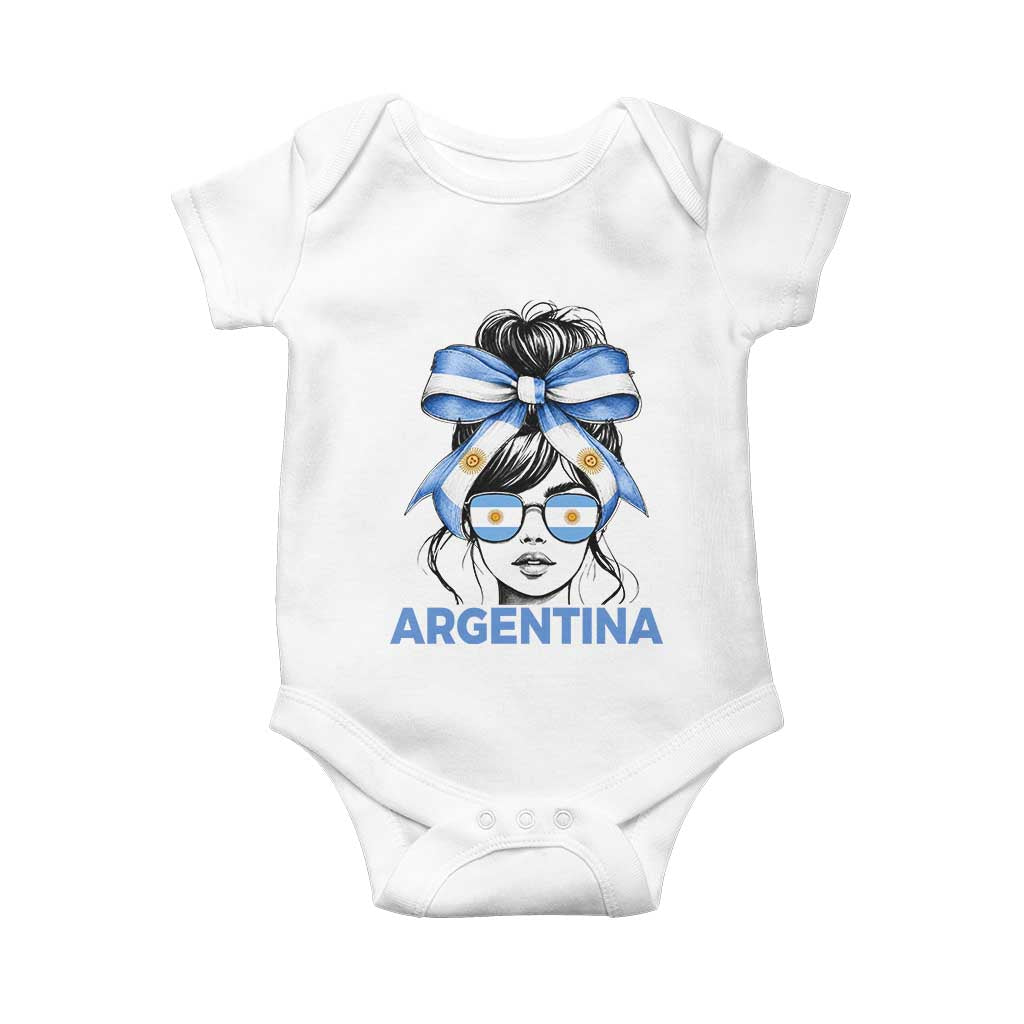 Messy Bun Argentina Pride Argentinian Girl Baby Onesie TS11 White Print Your Wear