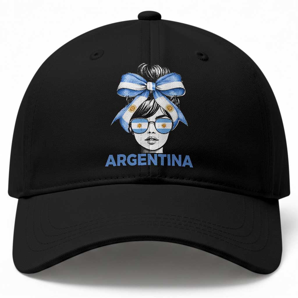 Messy Bun Argentina Pride Argentinian Girl Baseball Cap TS11 Print Your Wear