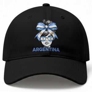 Messy Bun Argentina Pride Argentinian Girl Baseball Cap TS11 Print Your Wear