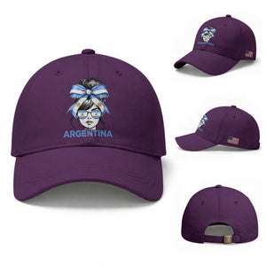 Messy Bun Argentina Pride Argentinian Girl Baseball Cap TS11 Baseball Cap Universal Fit Purple Print Your Wear