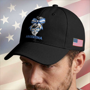Messy Bun Argentina Pride Argentinian Girl Baseball Cap TS11 Print Your Wear