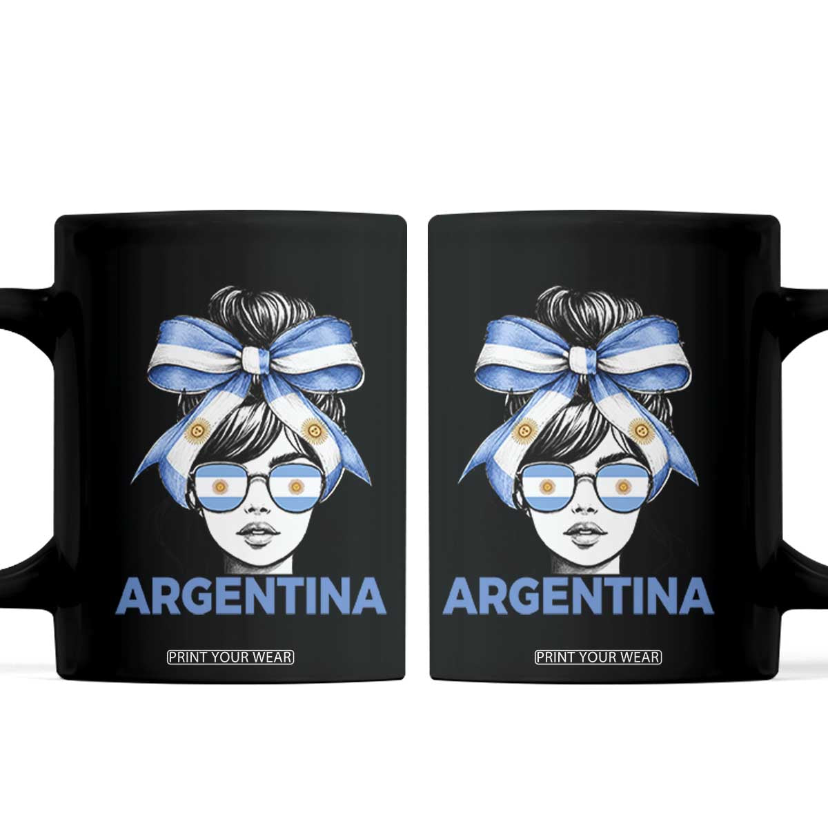 Messy Bun Argentina Pride Argentinian Girl Coffee Mug TS11 Black Print Your Wear