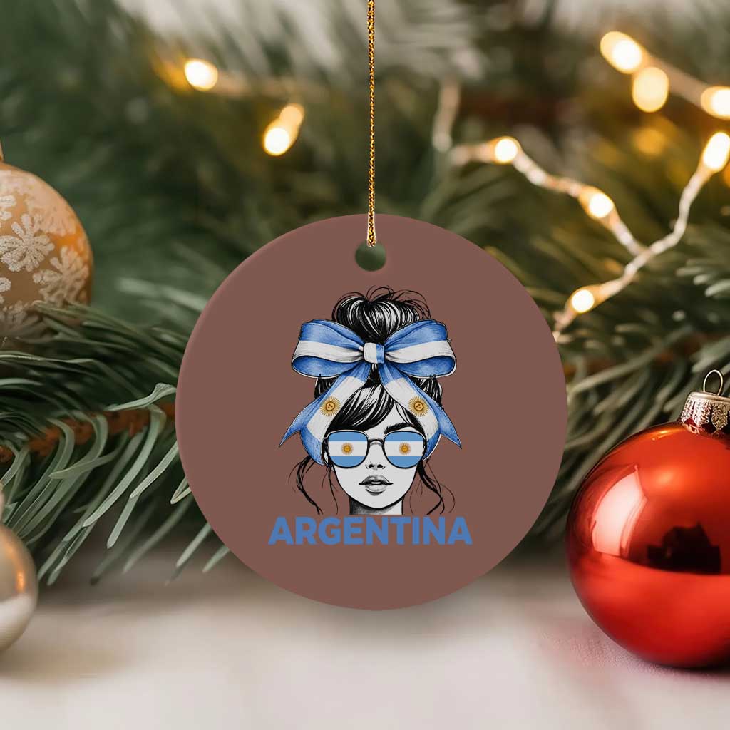 Messy Bun Argentina Pride Argentinian Girl Ceramic Ornament TS11 1pc Mocha Print Your Wear