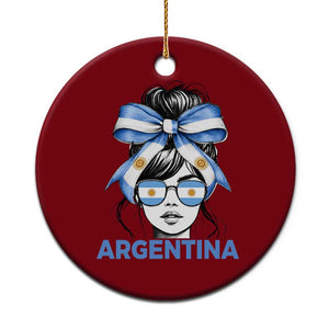 Messy Bun Argentina Pride Argentinian Girl Ceramic Ornament TS11 1pc Red Print Your Wear