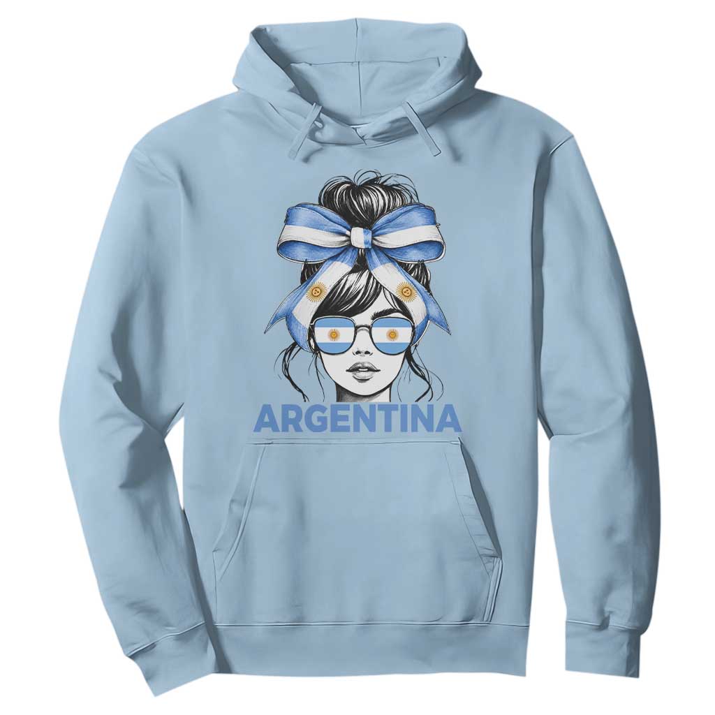 Messy Bun Argentina Pride Argentinian Girl Hoodie TS11 Light Blue Print Your Wear