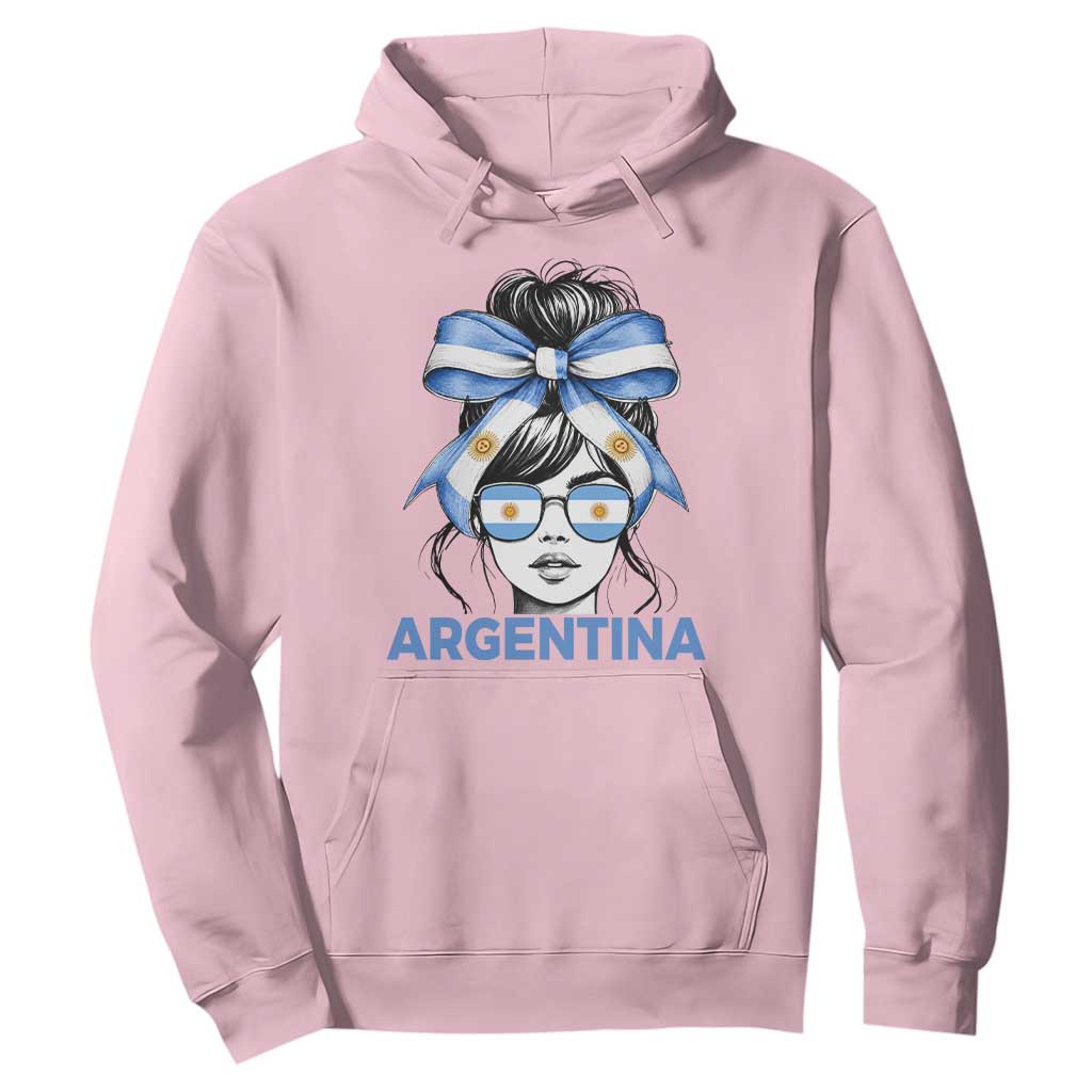 Messy Bun Argentina Pride Argentinian Girl Hoodie TS11 Light Pink Print Your Wear