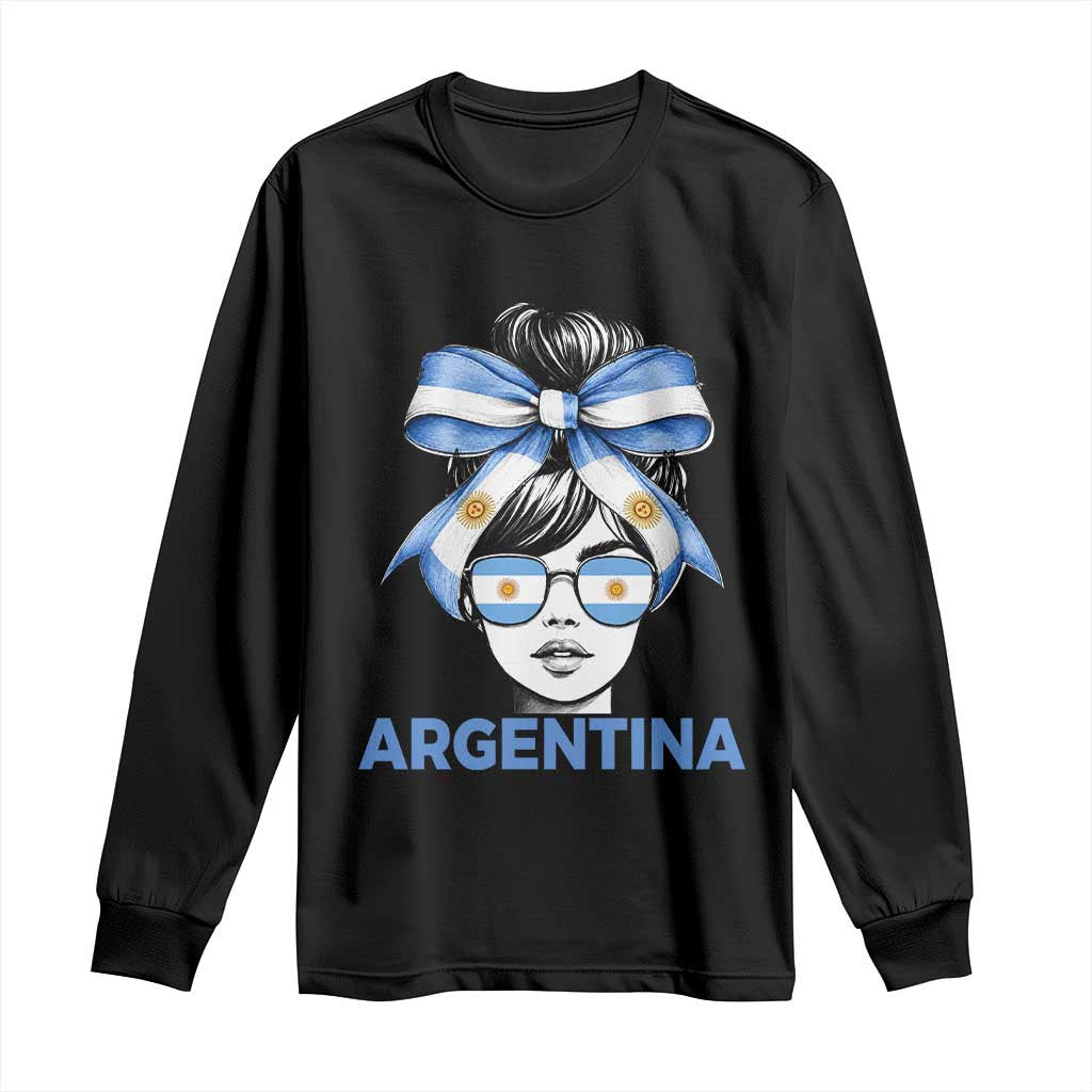 Messy Bun Argentina Pride Argentinian Girl Long Sleeve Shirt TS11 Black Print Your Wear