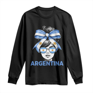 Messy Bun Argentina Pride Argentinian Girl Long Sleeve Shirt TS11 Black Print Your Wear