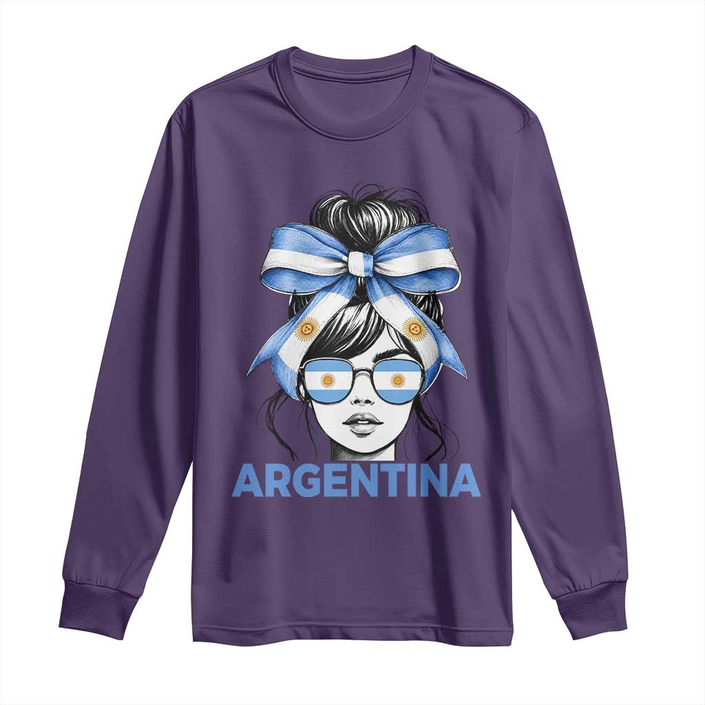 Messy Bun Argentina Pride Argentinian Girl Long Sleeve Shirt TS11 Purple Print Your Wear