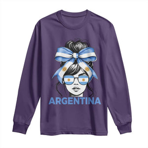 Messy Bun Argentina Pride Argentinian Girl Long Sleeve Shirt TS11 Purple Print Your Wear