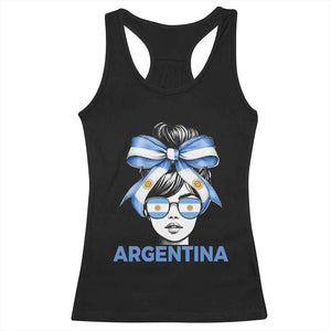 Messy Bun Argentina Pride Argentinian Girl Racerback Tank Top TS11 Black Print Your Wear
