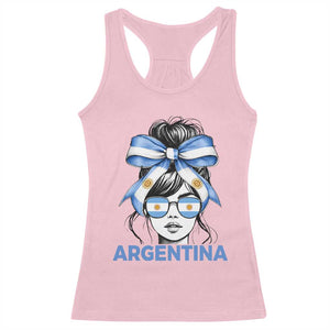 Messy Bun Argentina Pride Argentinian Girl Racerback Tank Top TS11 Light Pink Print Your Wear