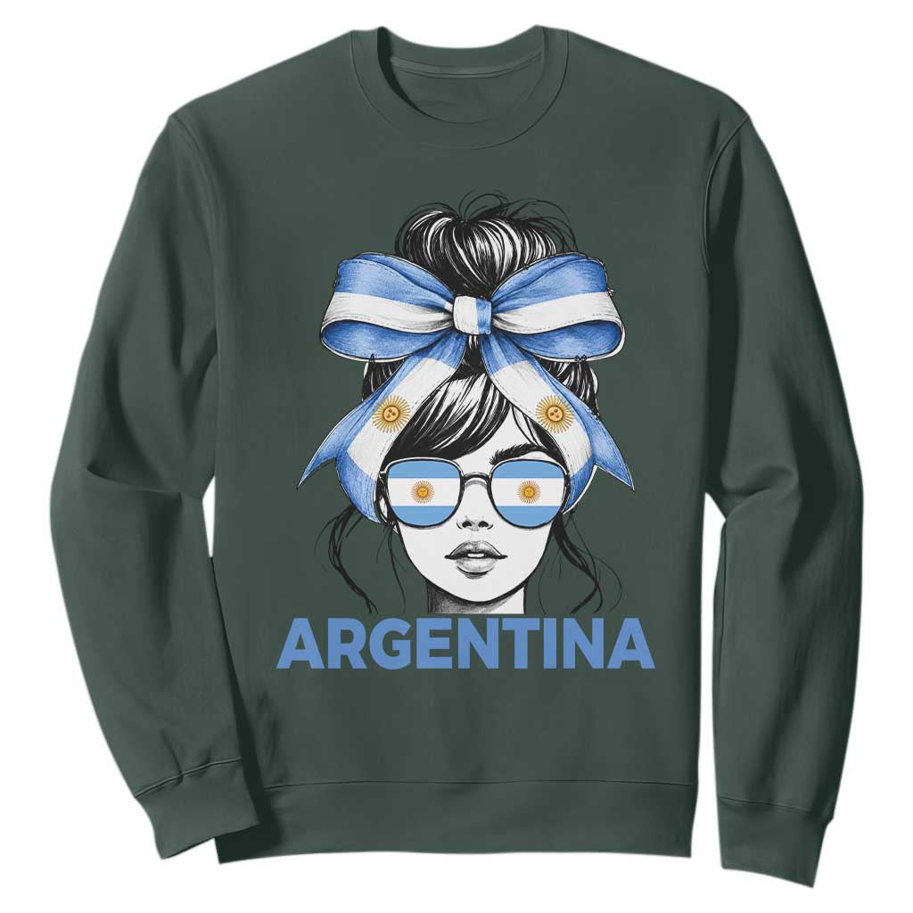 Messy Bun Argentina Pride Argentinian Girl Sweatshirt TS11 Dark Forest Green Print Your Wear