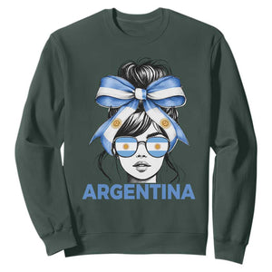 Messy Bun Argentina Pride Argentinian Girl Sweatshirt TS11 Dark Forest Green Print Your Wear
