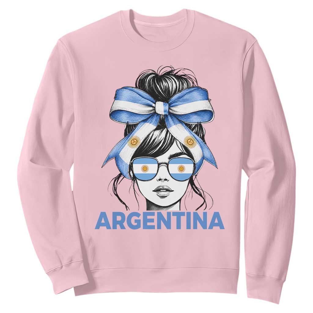 Messy Bun Argentina Pride Argentinian Girl Sweatshirt TS11 Light Pink Print Your Wear