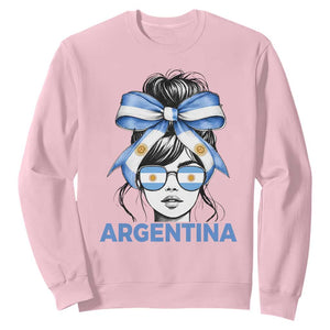 Messy Bun Argentina Pride Argentinian Girl Sweatshirt TS11 Light Pink Print Your Wear