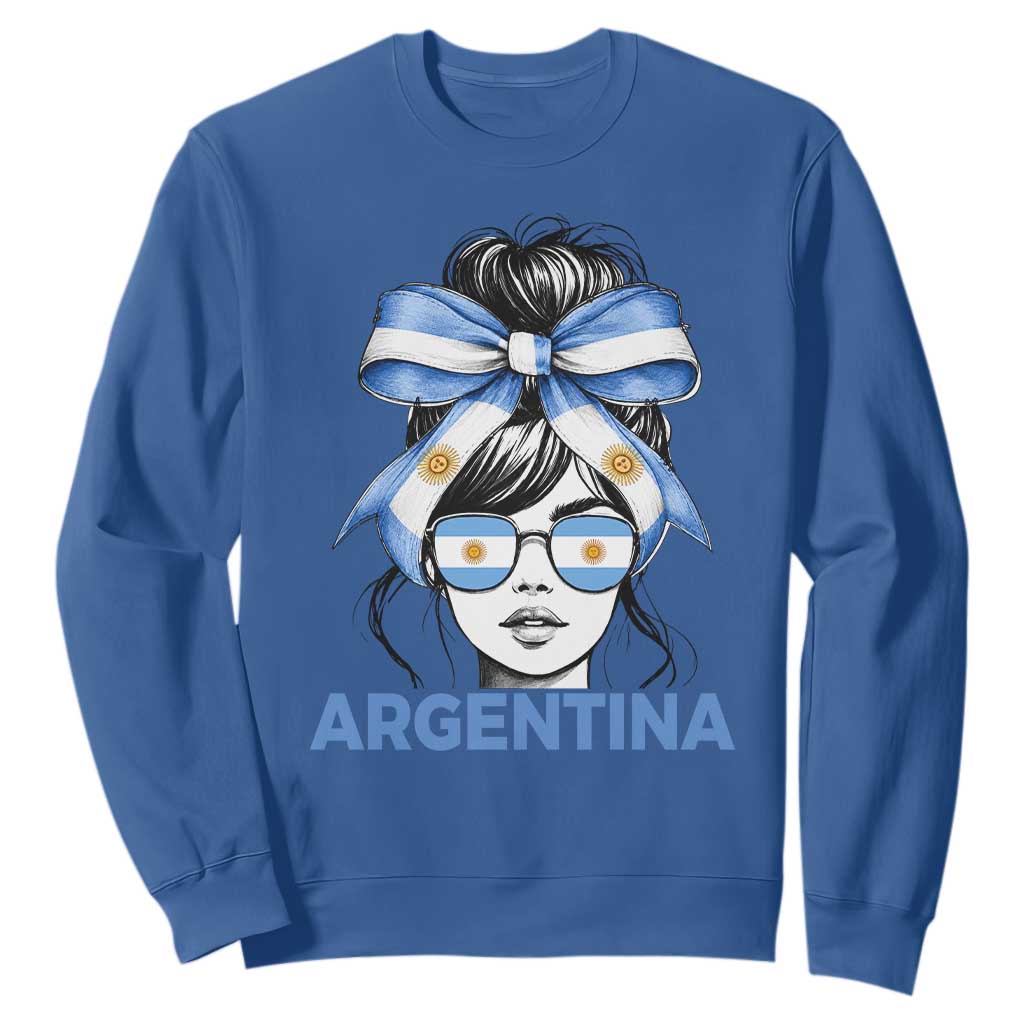 Messy Bun Argentina Pride Argentinian Girl Sweatshirt TS11 Royal Blue Print Your Wear
